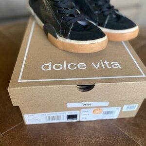 Dolce Vita Black Sneakers with Tan Accents